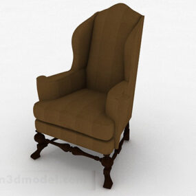 3д модель европейского стула из коричневой ткани