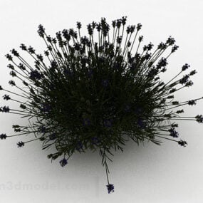 Purple Flowers Grass Plant 3d model