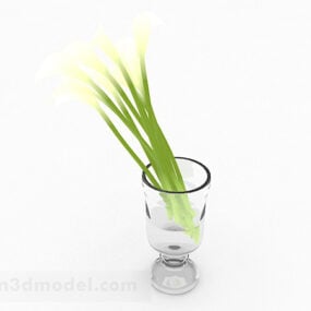 Glass Vase Plant Decor 3d model