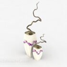 Vaso in ceramica con motivo floreale viola