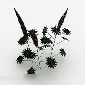 Modelo 3d de planta de folhas pequenas de grama