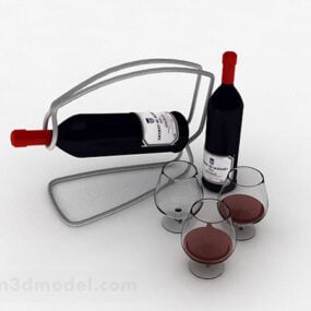 مدل سه بعدی شراب قرمز بسته بندی شده با بطری سیاه