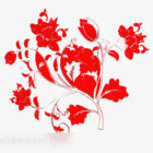 赤い花柄の壁紙V1