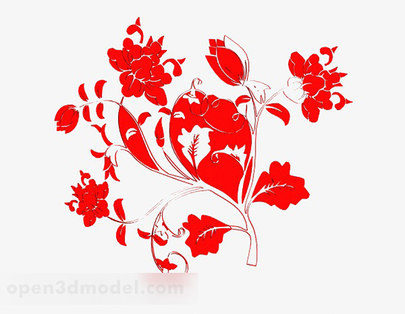 Red Flower Pattern Wallpaper V1