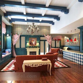 Mediterranean Living Room Decor Interior 3d model
