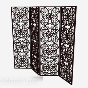 Chinese Style Wooden Hollow Screen V1 3d model