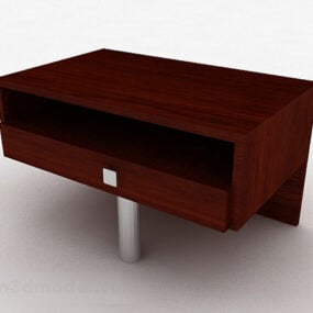 Brown wooden bedside table 3d model
