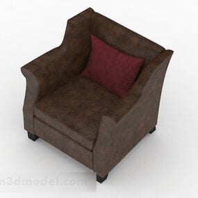 1д модель коричневого односпального дивана V3