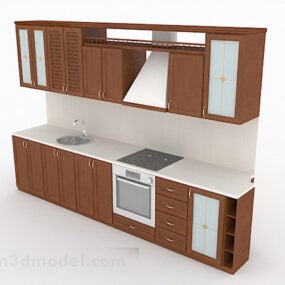 3д модель односторонней кухни