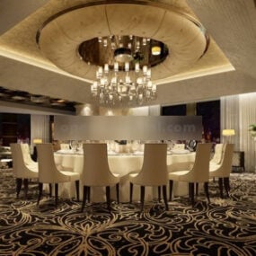 Modello 3d interno del soffitto classico del ristorante dell'hotel