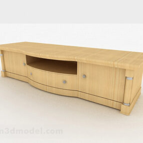 Armário de TV de madeira amarelo V2 modelo 3d