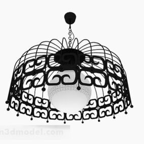 Lámpara de araña con patrón de metal negro modelo 3d