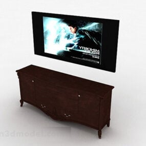 Chińska brązowa drewniana szafka pod telewizor Model 3D