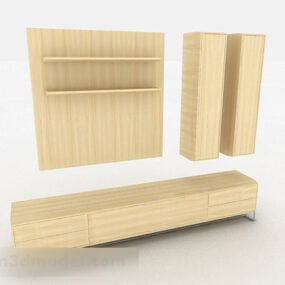 Mueble de TV de madera amarillo V4 modelo 3d