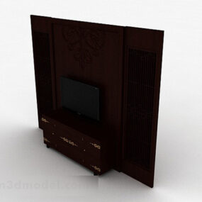 Chinese Brown Wooden Tv Cabinet V1 3d model