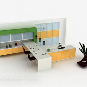 Office Working Desk With Cabinet 3d model