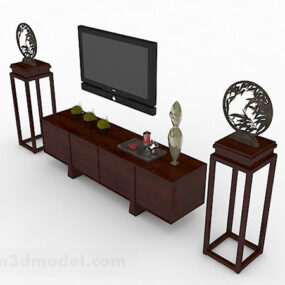 Wooden Table Tv With Stand 3d model