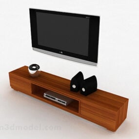 Mueble de TV ancho de madera marrón moderno modelo 3d