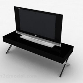 Tv Hitam Dengan Meja V1 model 3d