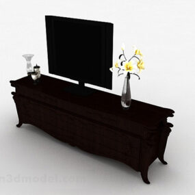 Chinees zwart gesneden tv-meubel V1 3d-model