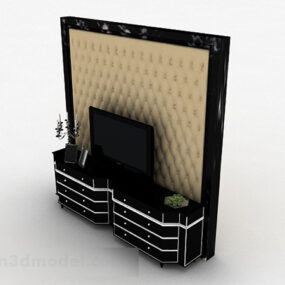 European Black Combination Tv Cabinet V1 3d model