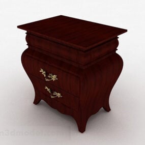 Brown Wooden Bedside Table V1 3d model