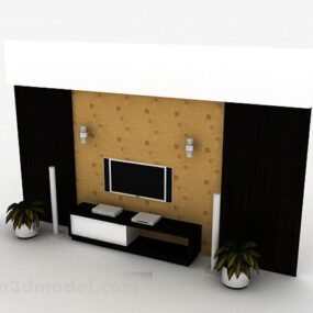 Modern Black Wooden Tv Cabinet V1 3d model