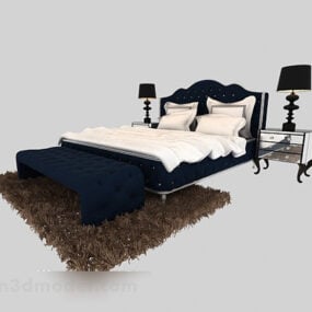 Double Bed Vintage Style 3d model
