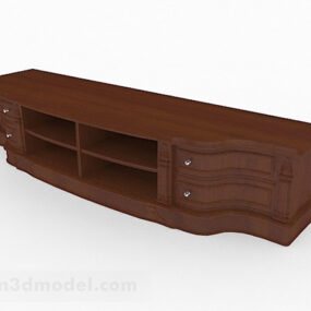 کابینت تلویزیون چوبی قهوه ای V3 مدل سه بعدی