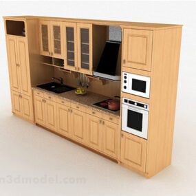 3d модель односторонньої кухонної шафи з масиву дерева