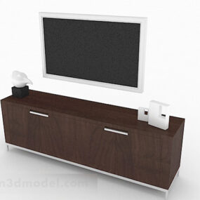 Kabinet TV Kayu Coklat V5 model 3d