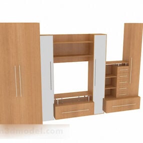 Mueble de TV simple de madera amarilla modelo 3d