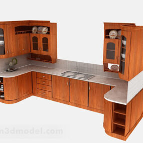 Modelo 3d de madeira marrom para cozinha doméstica