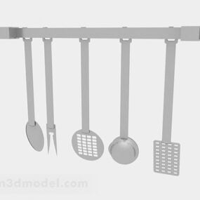 Simple Stainless Steel Kitchenware Hanger V1 3d model