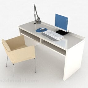 白色办公桌3d模型