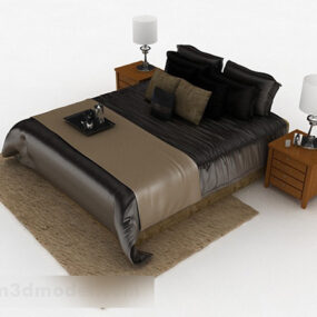 Gray Double Bed 3d model