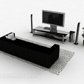 טלוויזיה ביתית עם סט ספה דגם תלת מימד