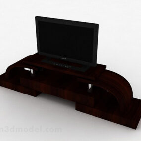 Meuble TV en bois foncé modèle 3D