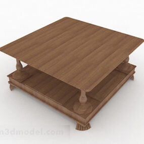 Brown Wooden Coffee Table V2 3d model