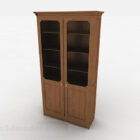 Коричневый деревянный книжный шкаф V1