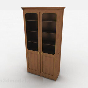Brown Wooden Bookcase V1 3d model