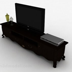 Téléviseur noir avec support modèle 3D