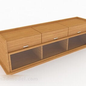 Brown Wooden Tv Cabinet V8 3d model