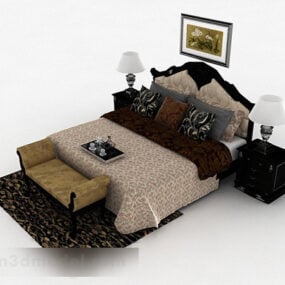 European Style Home Double Bed 3d model