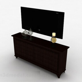 TV preta com mesa de console Modelo 3D