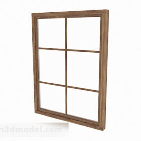 Hnědé dřevěné mřížové okno V1 3D model