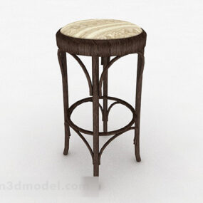Дерев'яний круглий барний стілець 3d модель