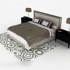 棕色家用双人床V2 3d模型