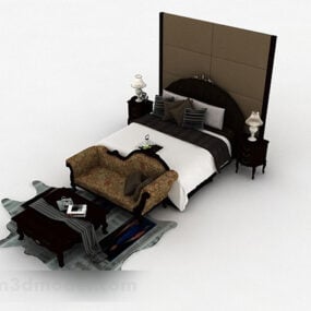 سرير مزدوج كلاسيكي أوروبي V1 نموذج ثلاثي الأبعاد