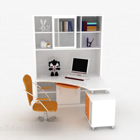 White Working Desk Cabinet 3d model